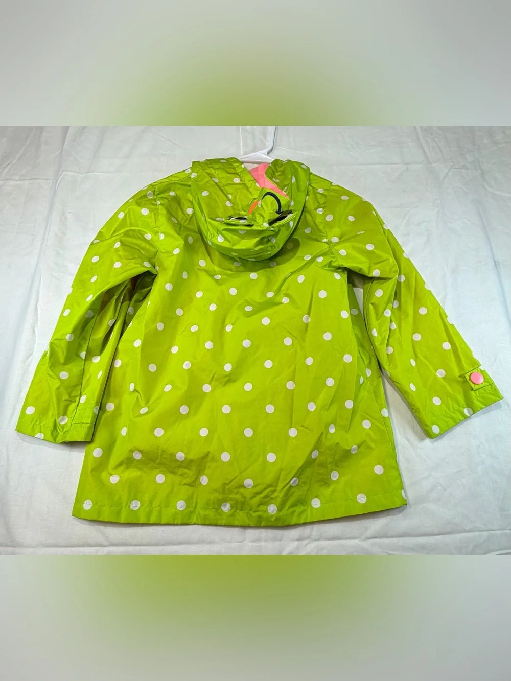 London Fog Lime Green Polka Dot Kids Raincoat with Frog Hood - Picture 2 of 9